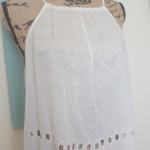 Levis Sample Eyelet Blocked White Halter Boho Festival Top - Picture 2 of 6